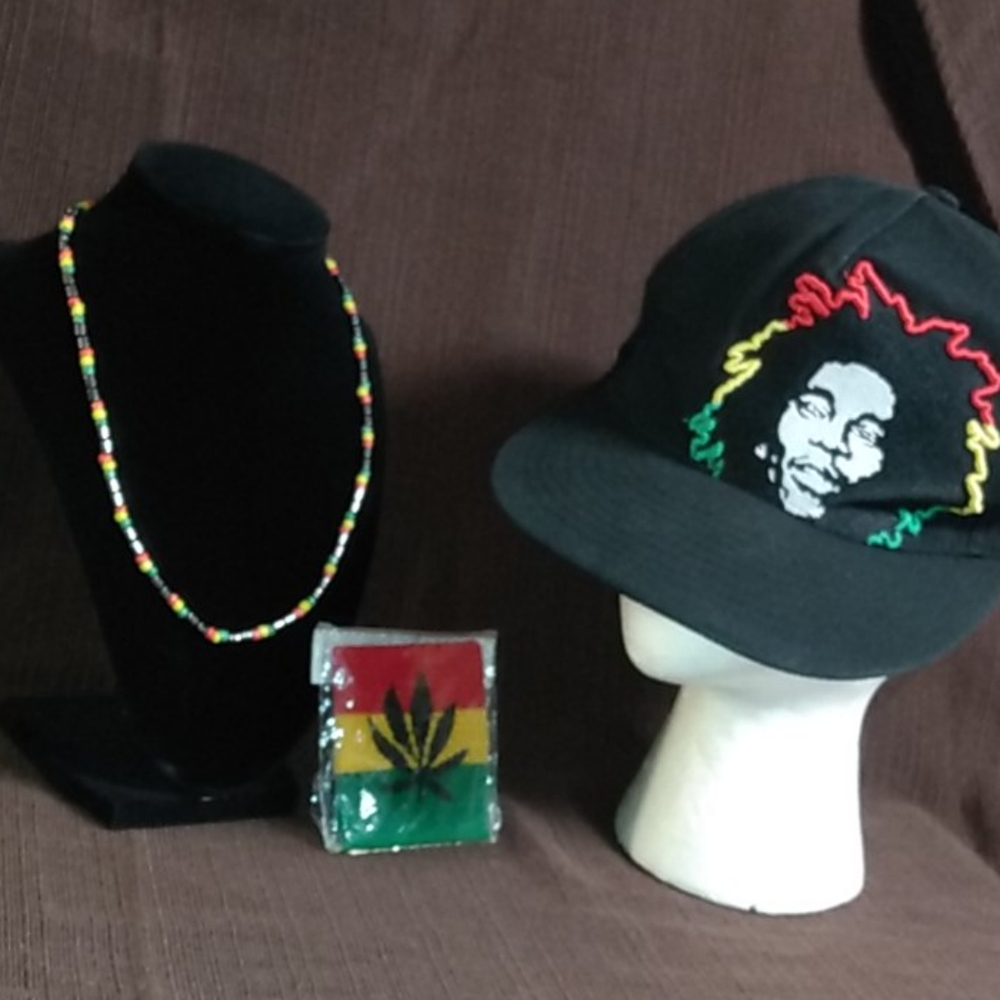Vintage Bob Marley Embroidered Ball Cap & Wristband Set